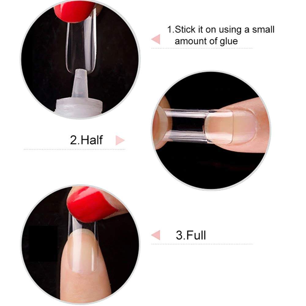 ( round shape ) Artificial Nails 100pcs With Nail Glue, Beautiful Fancy Fake Nails ,Acrylic Nails Kit Natural False Nail