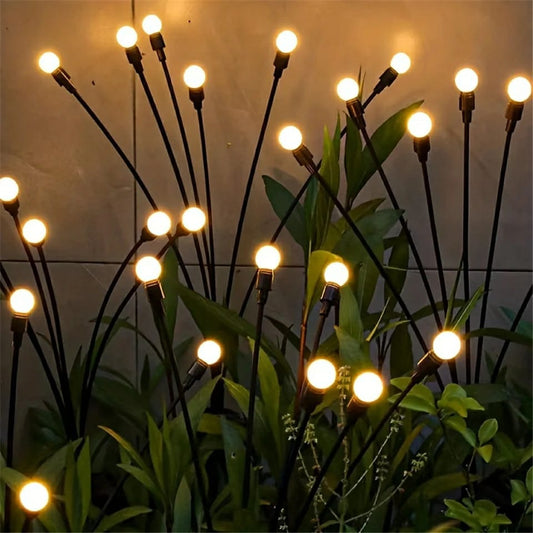 10 Lights - LED Solar Powered Firefly Light Outdoor Waterproof Solar Garden Light Decorative Swaying Wind Dancing Solar Lamp