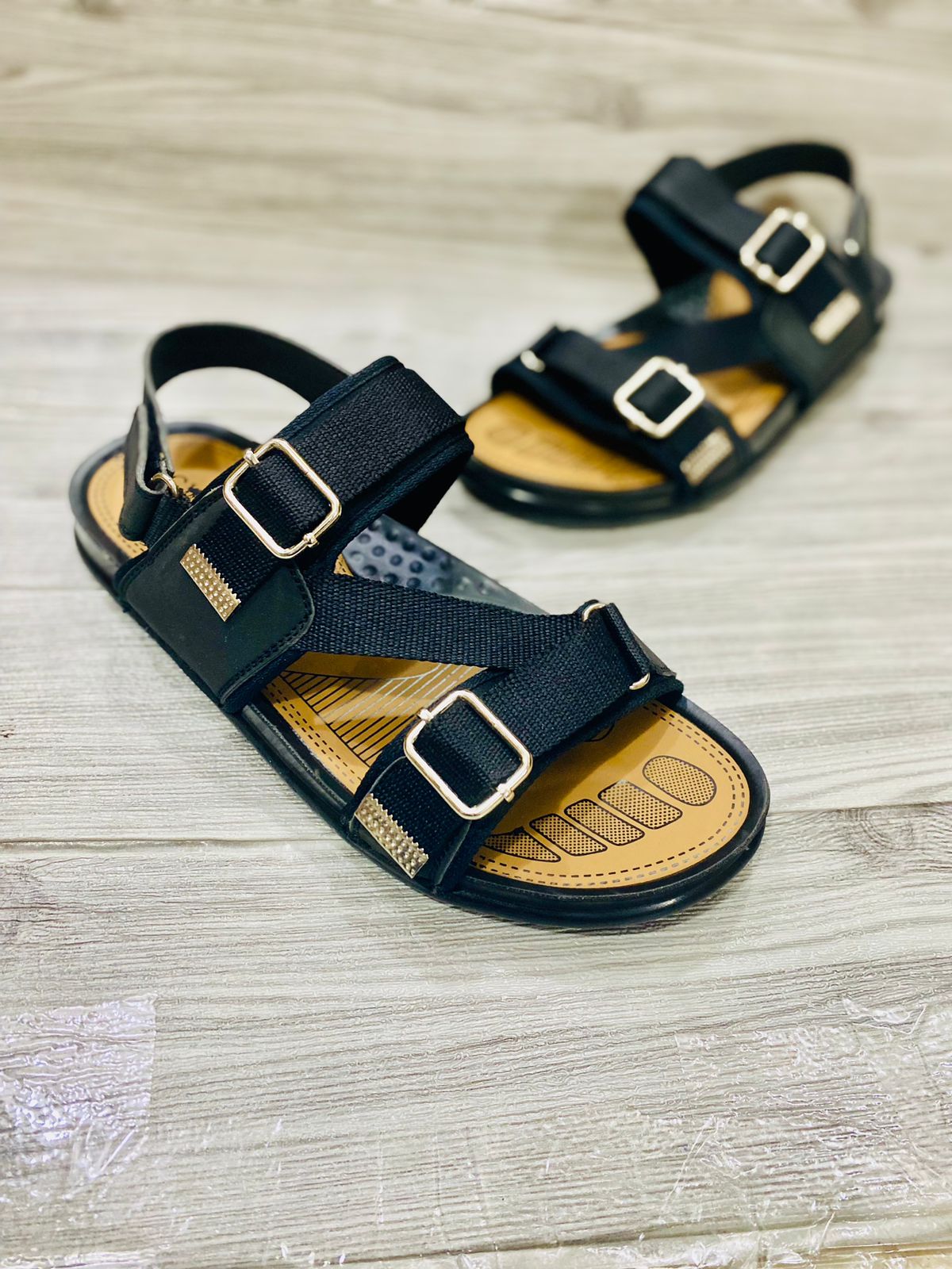 (Black ) Cross-Cross Sandle  For Men