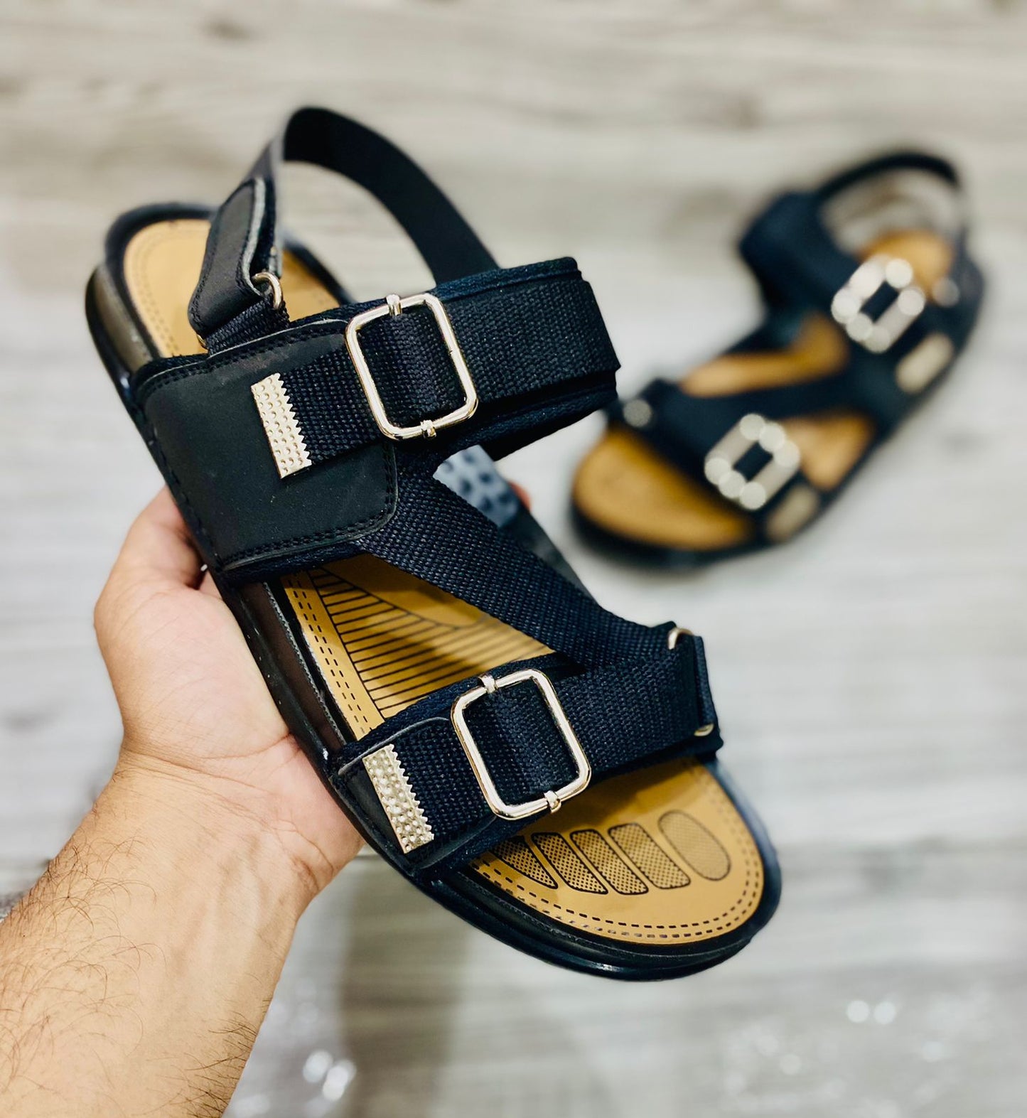 (Black ) Cross-Cross Sandle  For Men