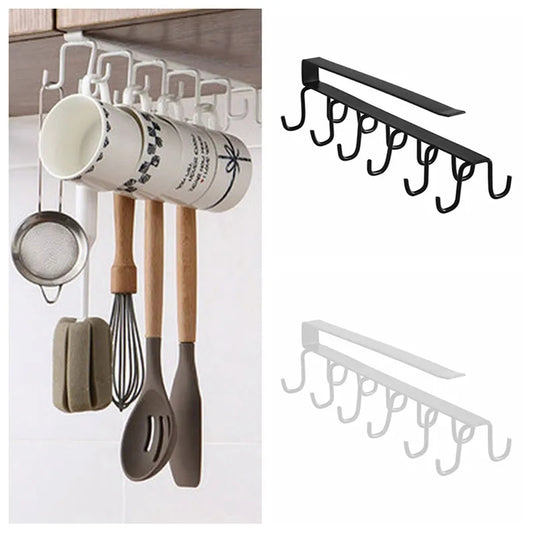 Heavy Duty Iron 12 Hooks Storage Shelf Under the Cabinet, Easy To Install, Mug hanger, Cup hanger