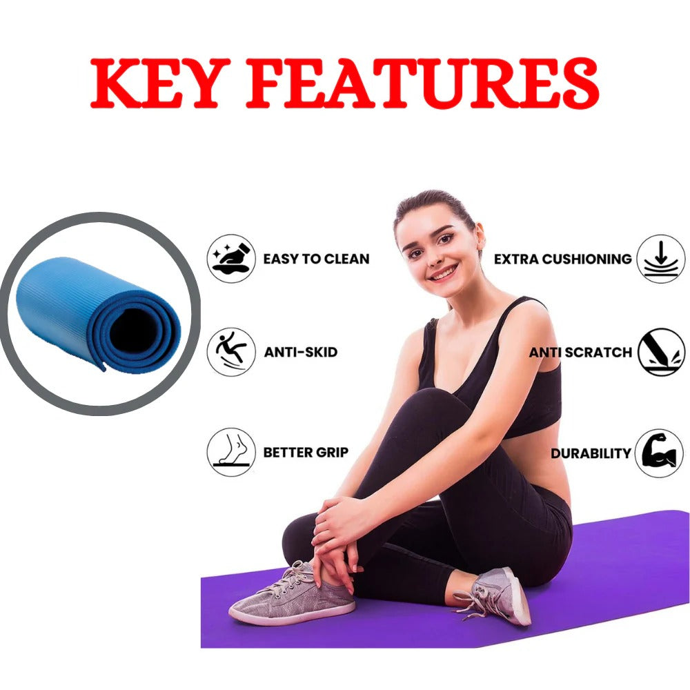 Yoga Matt Non-Slip Exercise Gym Flooring Mat Premium Quality For Men and Women Multi Purpose Uses (random color)