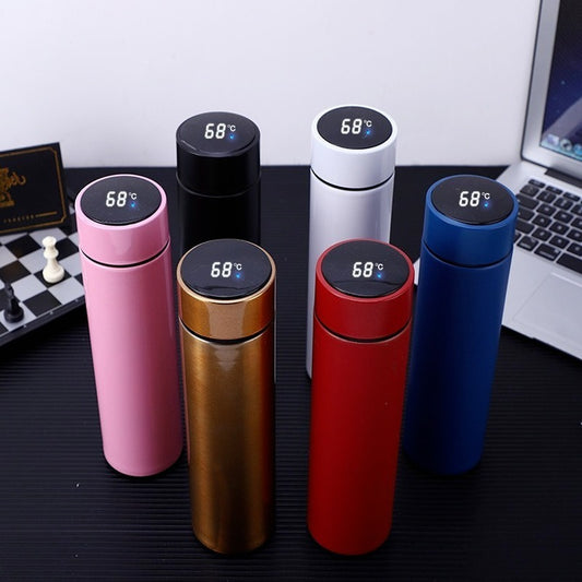 Temperature Display Vacuum Insulated Water Bottle Thermo Flask Made of Premium Stainless Steel Coffee Cup (Random Color)