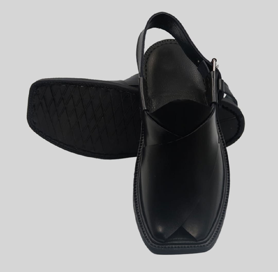 (Black ) Peshawari Traditional Chappal for mens pure leather handemade