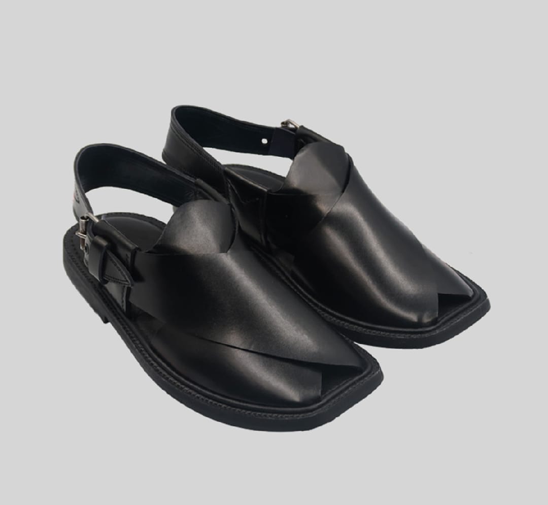 (Black ) Peshawari Traditional Chappal for mens pure leather handemade