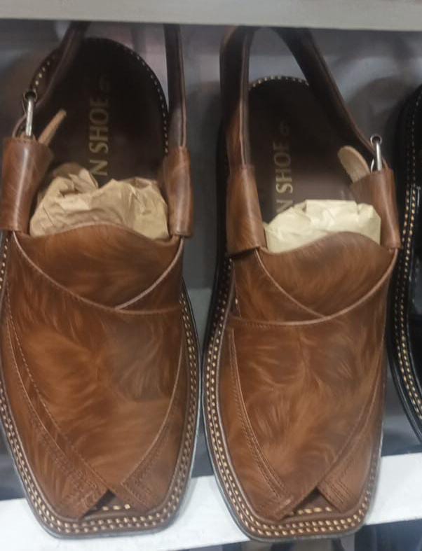 (Brown) Double Sole Double Shade Men Handmade Shoes Unique Design Peshawari Leather Chappal