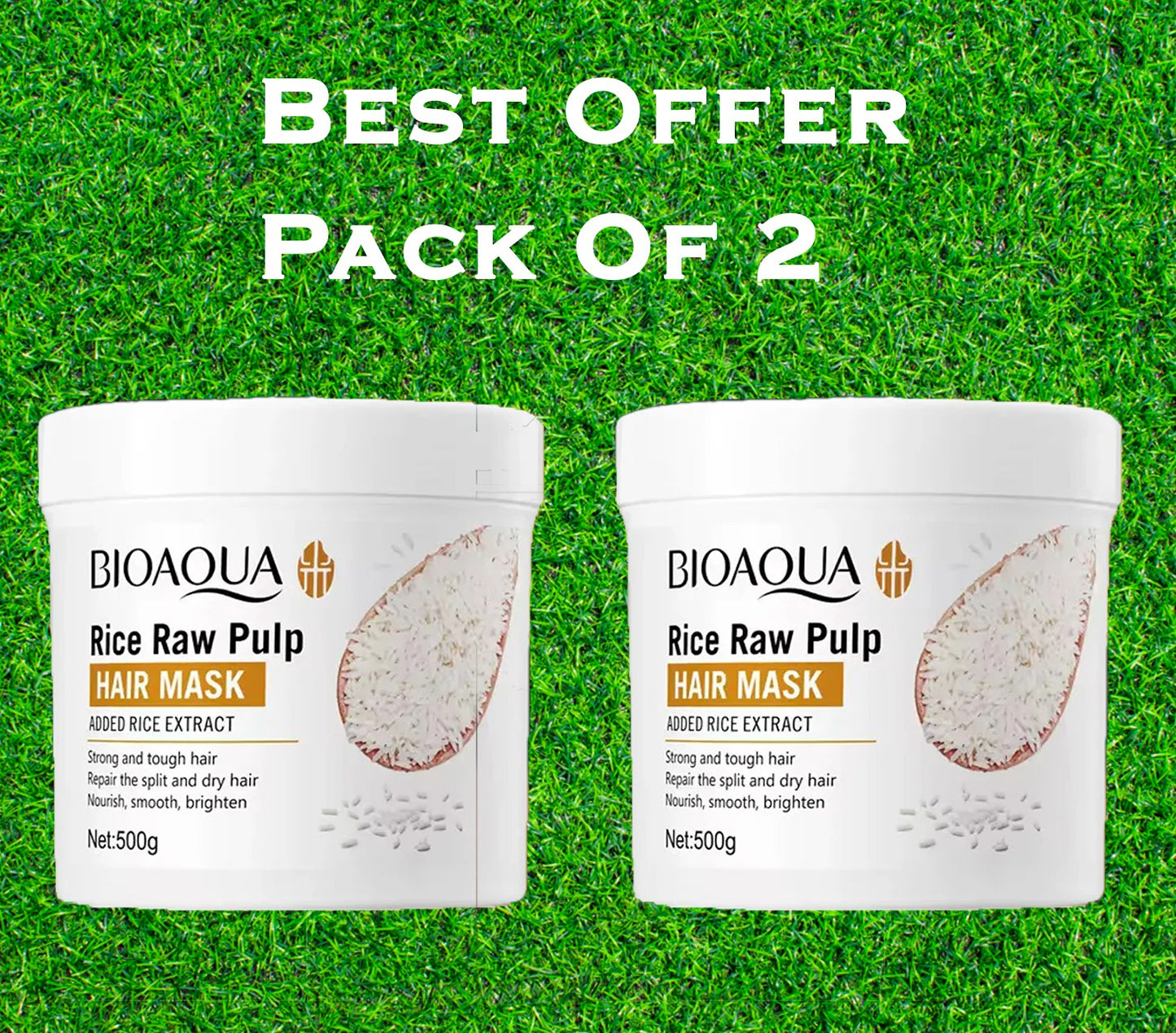 (Pack Of 2) Bioaqua Rice Raw Pulp Hair Mask 500g