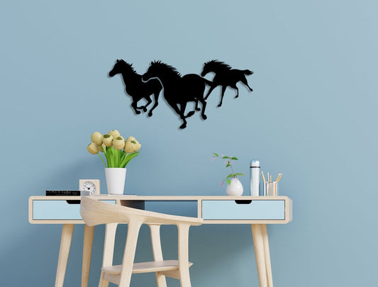 Wall Art Running Horses Wooden Home Decor D29