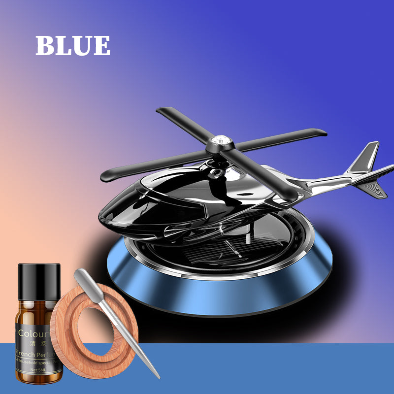 BLUE Color Car Aroma Diffuser Air Freshener Solar Power Car Dashboard Helicopter With Refill Perfume